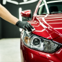 "Technician performing professional detailing on a car, showcasing PRO LINE’s premium shine and finish"